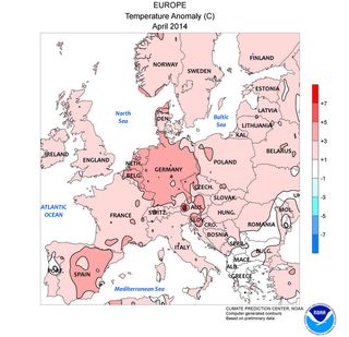 Abril de 2014 en Europa: cálido y seco