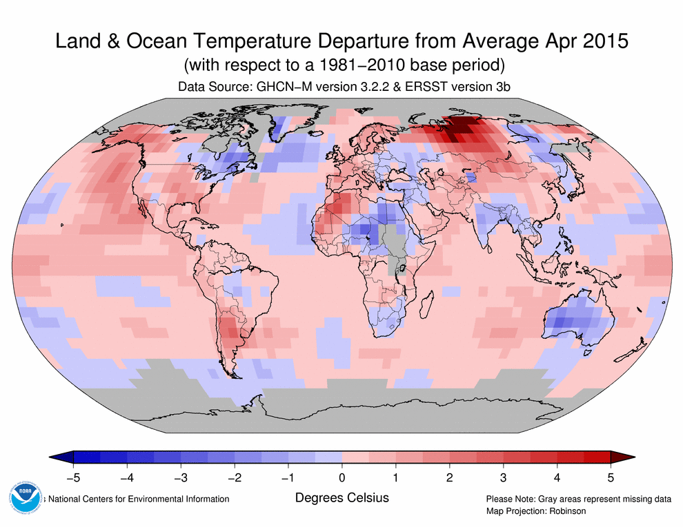 Abril De 2015: El Cuarto Abril Más Cálido En Los Registros Anomalías de temperaturas de abril de 2015 respecto al periodo de referencia 1981 -2010