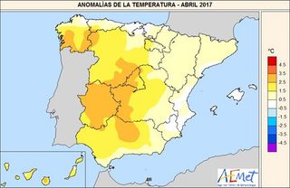 Abril de 2017 en España, muy cálido y muy seco