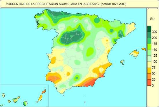 Abril, Más Húmedo De Lo Normal Y Algo Más Fresco (2012) Precipitación abril 2012