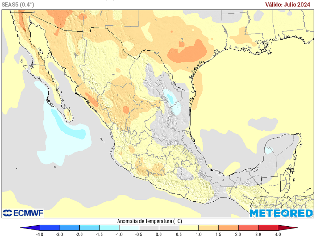Anomalía de temperaturas en grados Celsius