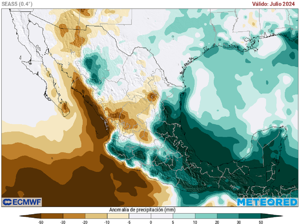 Anomalías de precipitaciones en julio