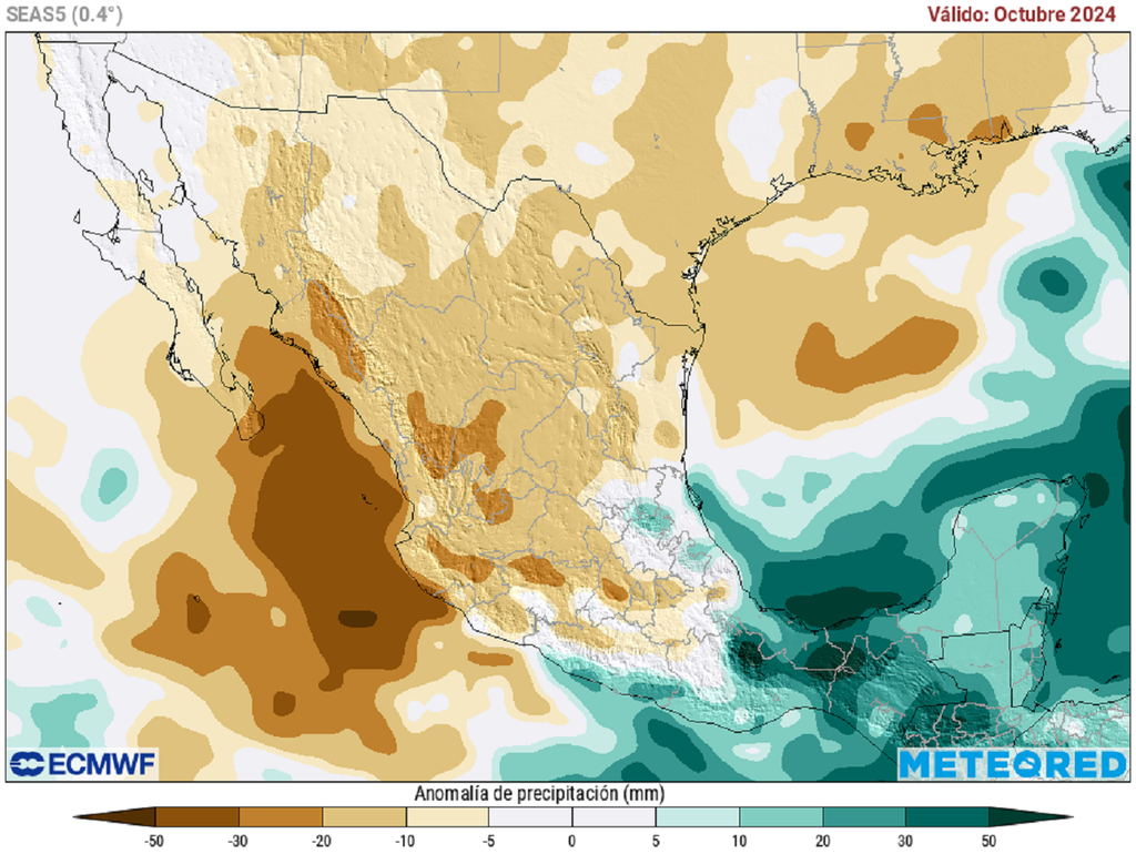 Anomalía de precipitaciones en octubre Anomalía de precipitaciones en octubre