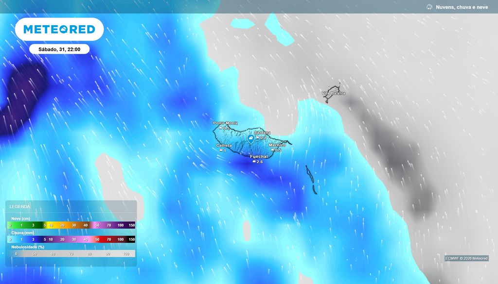 Previsão de chuva de Halloween na Madeira Previsão de chuva de Halloween na Madeira. Fonte: Modelo ECMWF / Meteored