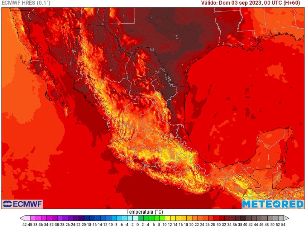Modelo ECMWF - Temperaturas en grados Celsius