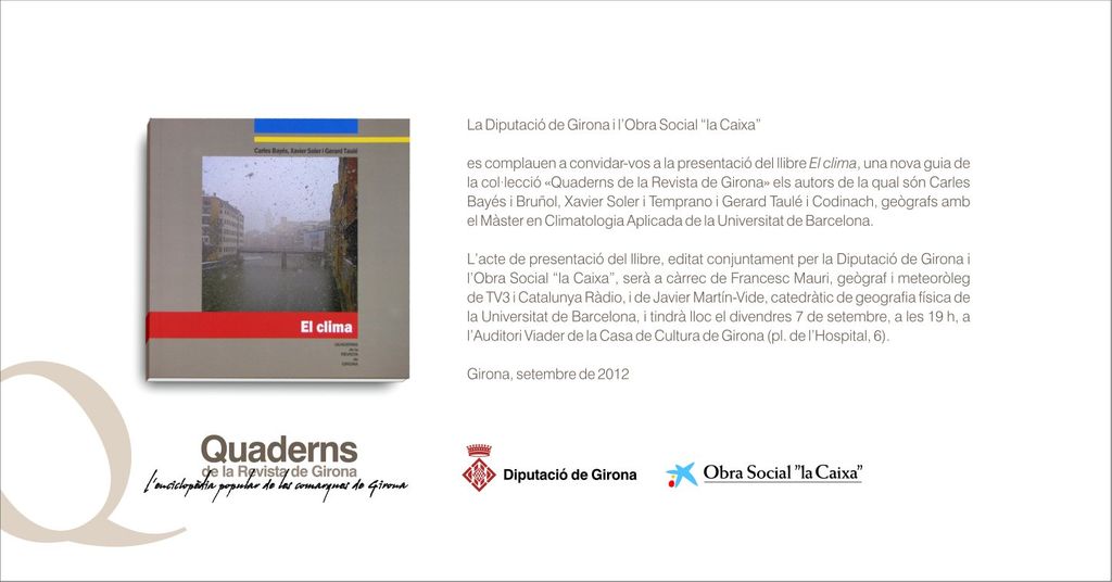 Acto De Presentación Del Libro "el Clima". Editado Por La Diputación De Girona I La Obra Social "la Caixa"