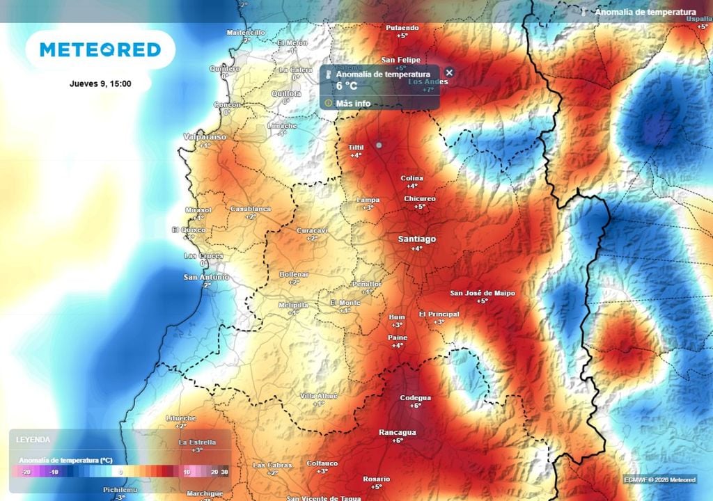 mapa de anomalía de temperatura Este jueves tendremos temperaturas ligeramente sobre lo normal para la época.