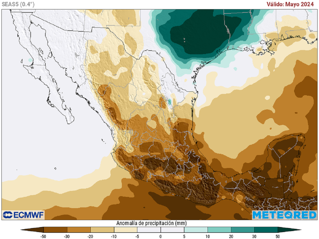 Anomalía de precipitaciones en México