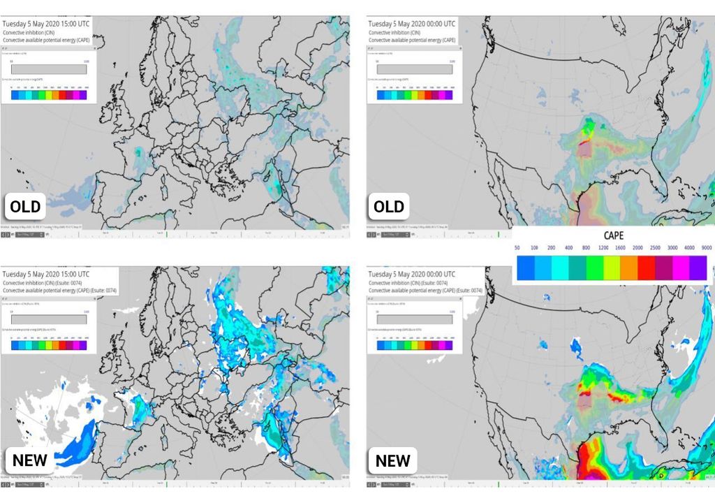 Comparación de resultados entre las versiones antigua y nueva del modelo del ECMWF Comparación de resultados entre las versiones antigua y nueva del modelo del ECMWF