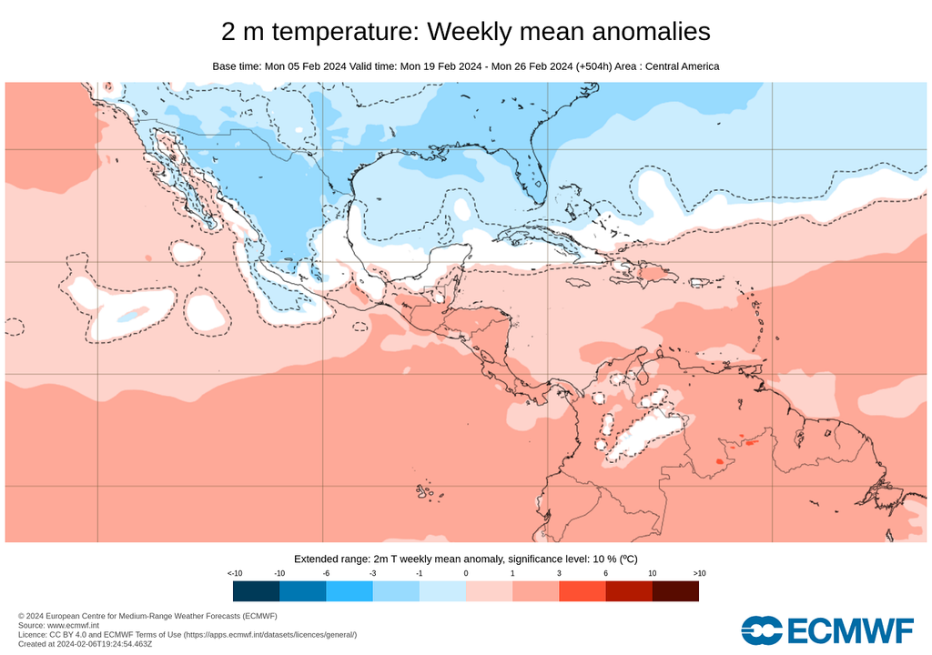 Anomalía de temperaturas modelo ECMWF Anomalía de temperaturas modelo ECMWF