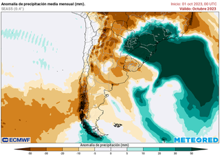 Actualización del pronóstico climático para octubre en Argentina: ¡se afianza el dipolo pluvial!