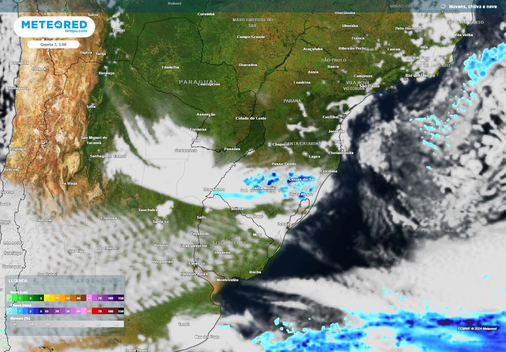 previsão do tempo Região Sul
