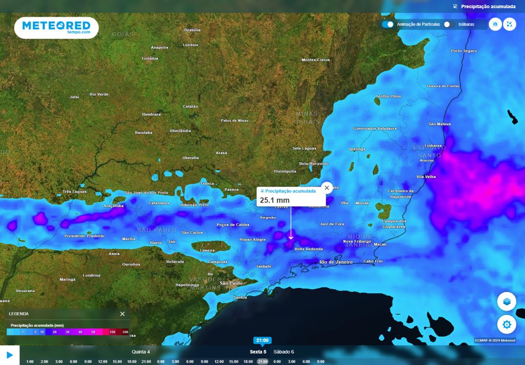 previsão do tempo Sudeste