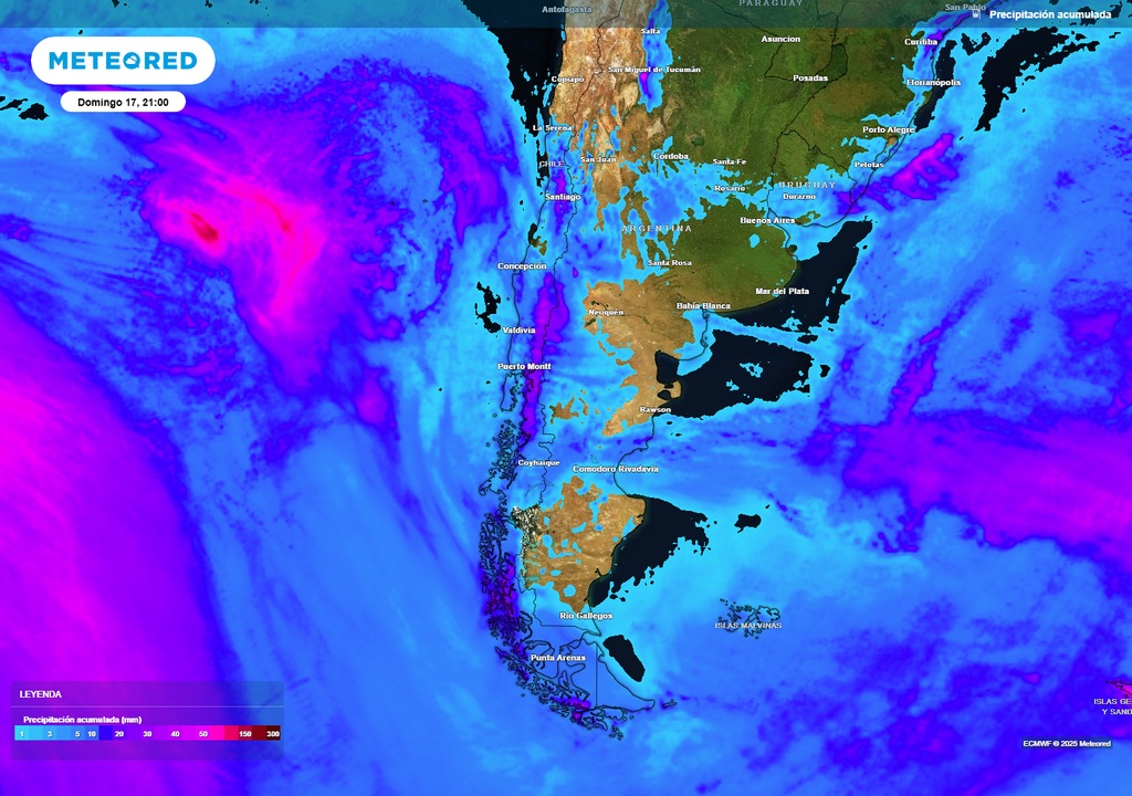 lluvias acumuladas según el modelo del ECMWF