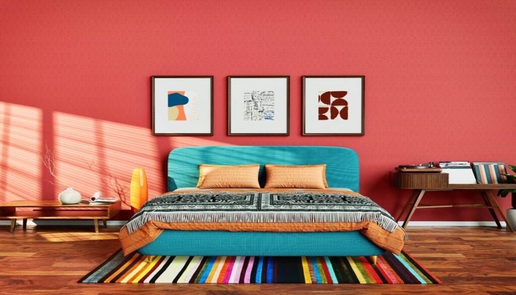 Des murs au tapis, en passant par les cadres muraux et les tissus : la couleur est partout ! Des murs au tapis, en passant par les cadres muraux et les tissus : la couleur est partout !