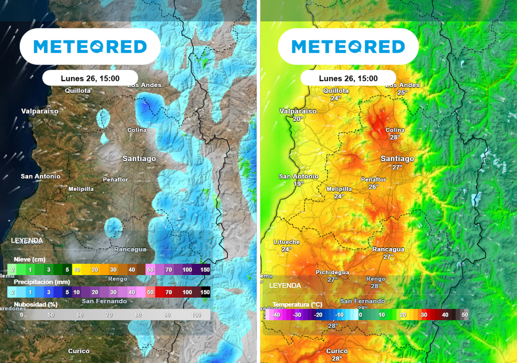 Restos de inestabilidad y temperaturas templadas marcarán la jornada de lunes en Santiago según el ECMWF.