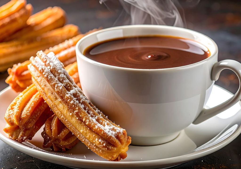 Chocolate caliente Las temperaturas invitan a reconfortarse con un rico chocolate caliente... y si es acompañado con churros, mejor