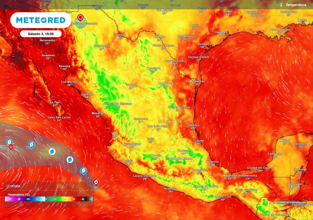Pronóstico de temperaturas en grados Celsius Tendremos un notable descenso térmico a finales de semana, refrescándose el ambiente entre los 15-25 °C en el interior y norte del país, asociado a lluvias y aire polar.
