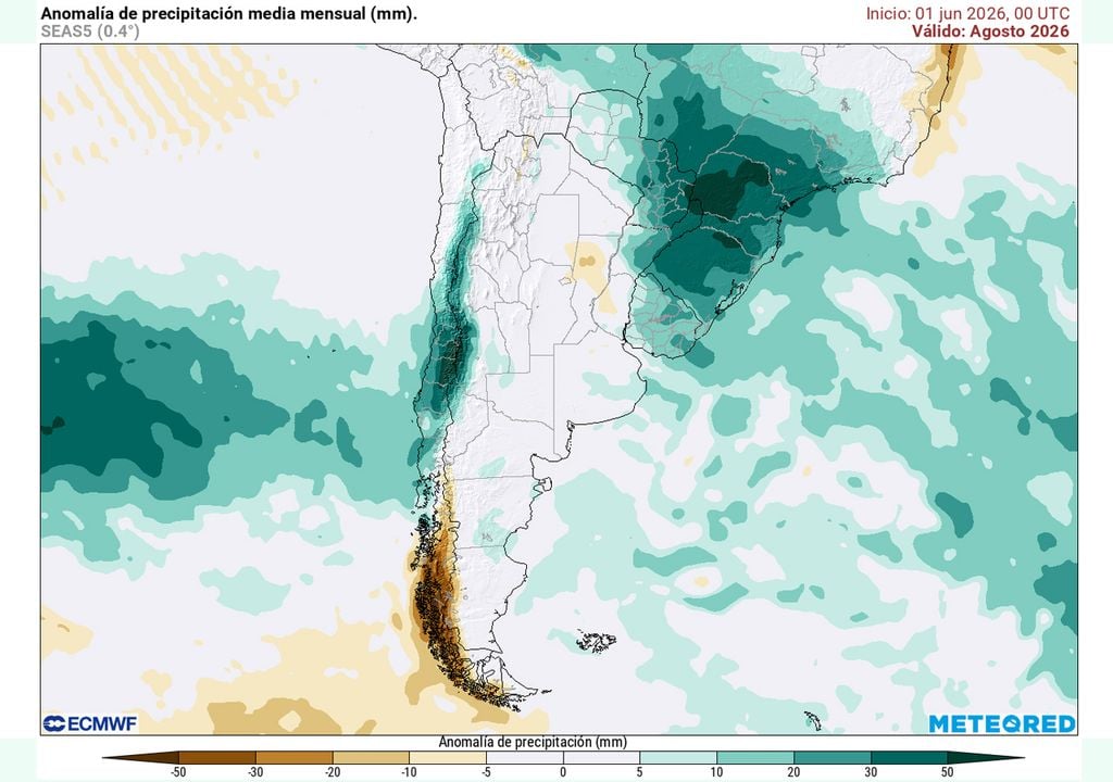 Lluvias agosto Anomalías de precipitaciones para agosto