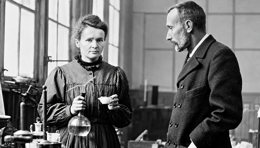 Marie Curie con el físico Paul Langevin, con quien mantuvo un romance que escandalizó a la prensa de la época.