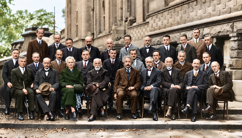 Marie Curie y Albert Einstein entre los participantes de la V Conferencia Solvay de Física, 1927.