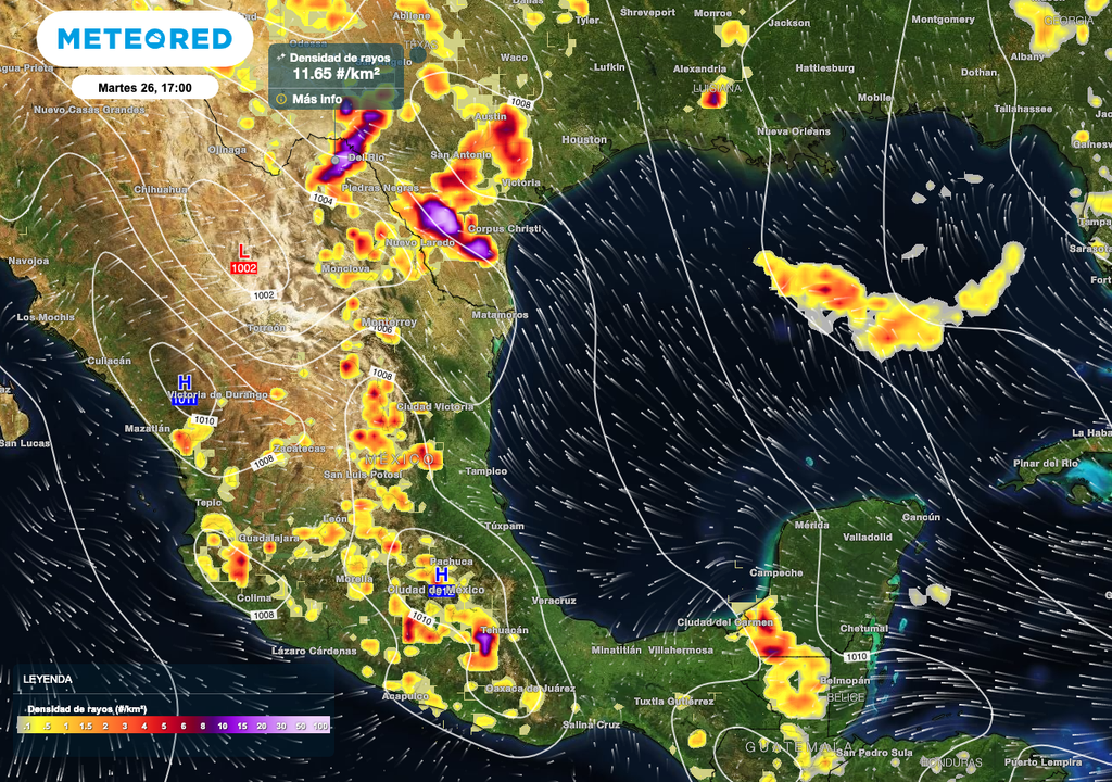 Tormentas eléctricas se manifestarán sobre diversas entidades en el Centro, Sur y Norte de México. Tormentas eléctricas se manifestarán sobre diversas entidades en el Centro, Sur y Norte de México.