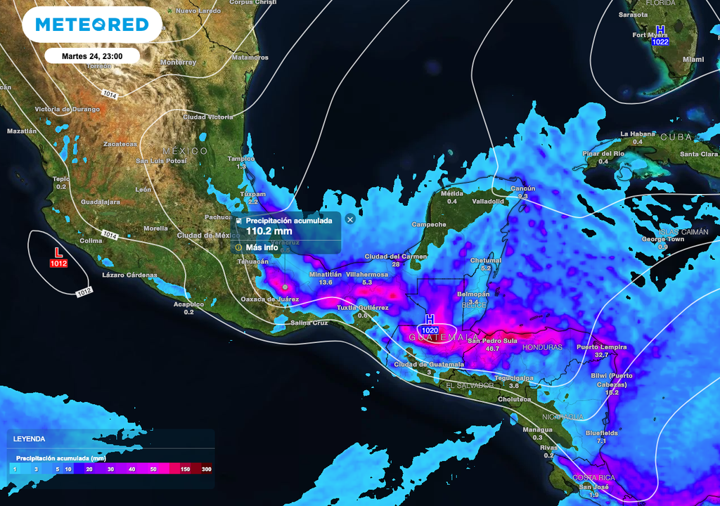 Las lluvias y aguaceros más fuertes serán con acumulados de hasta 130 mm en Veracruz, Chiapas y Oaxaca.