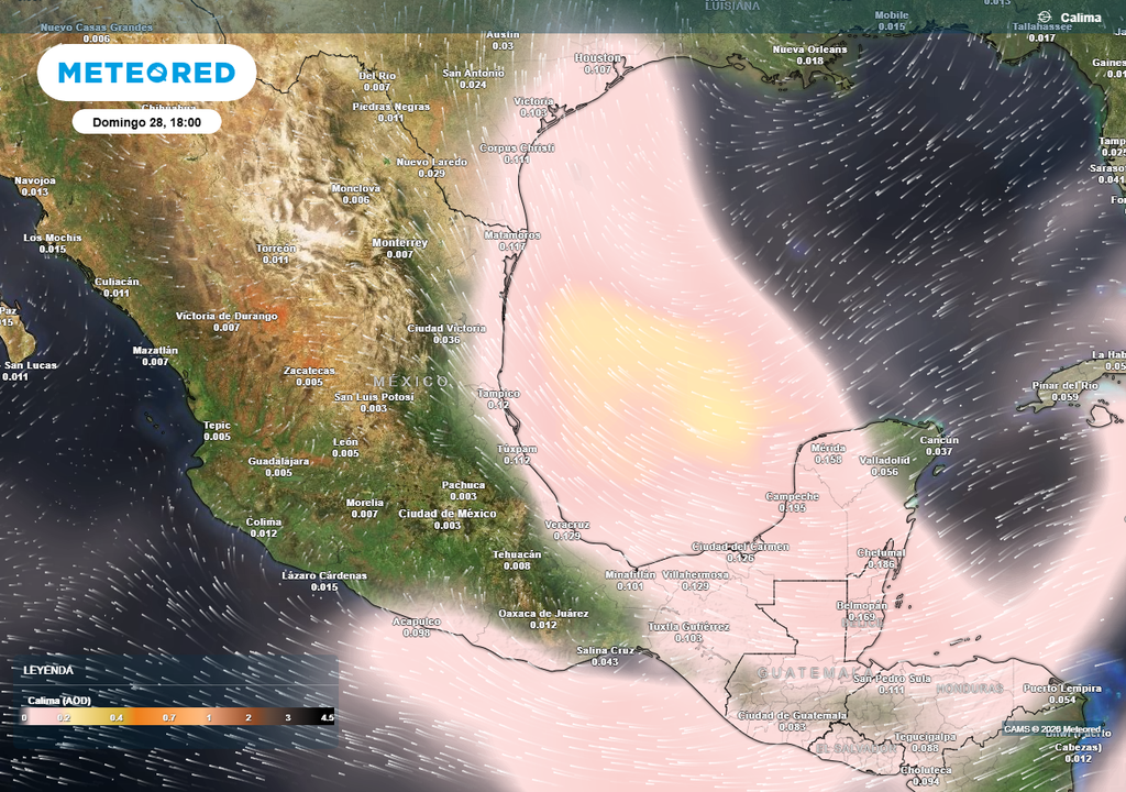 Este fin de semana llegará Polvo del Sahara en concentraciones moderadas sobre el sureste, Golfo de México y Pacífico sur, cambiando el comportamiento de lluvias.