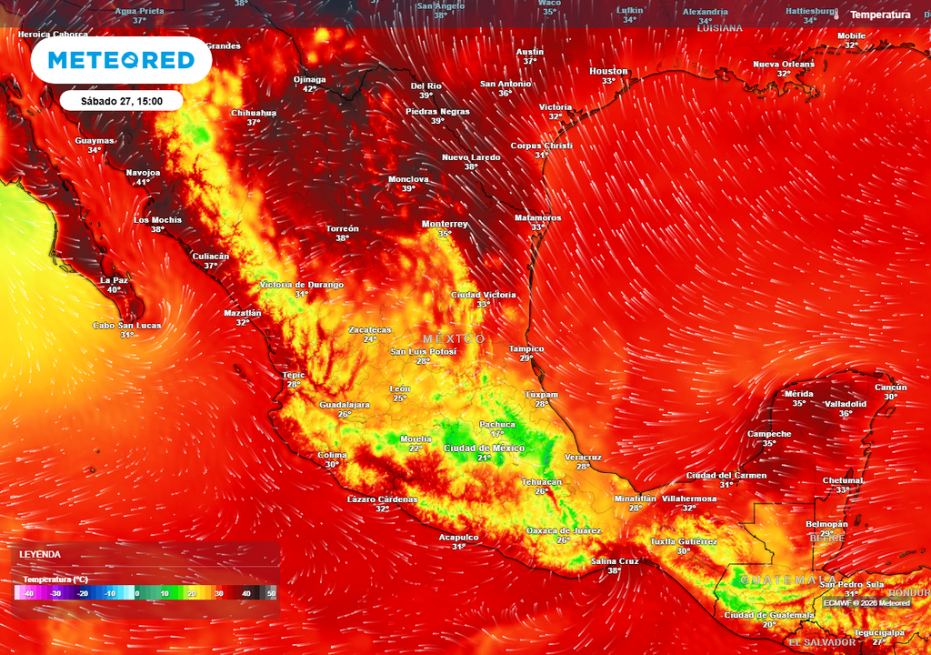 El Calorón seguirá al norte, oriente y sureste del país con 40 °C o más, refrescándose el Altiplano por las frecuentes lluvias entre 15-25 °C.