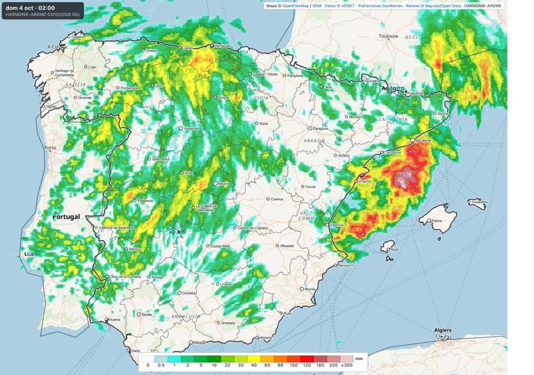 AEMET activa avisos por lluvias y tormentas con granizo en media Espa&ntilde;a este s&aacute;bado, 3 de octubre
