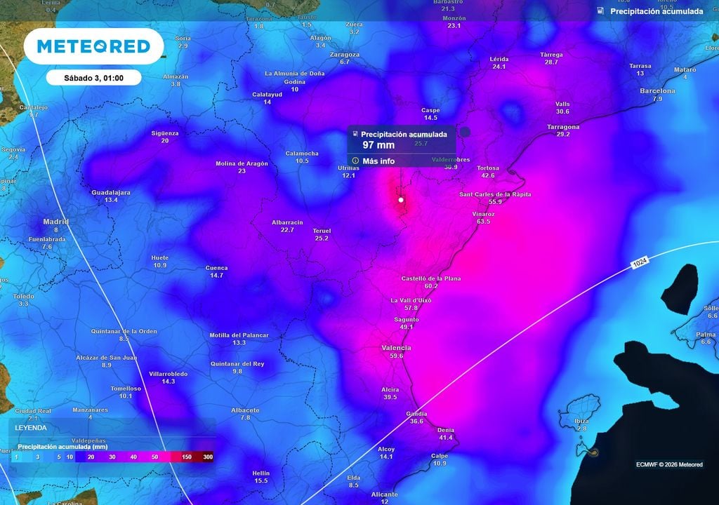 Las precipitaciones dejarán acumulados que localmente podrían ser muy superiores a las previstas por el modelo Europeo.