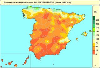 AEMET hace balance de septiembre 2016: muy cálido y muy seco en conjunto