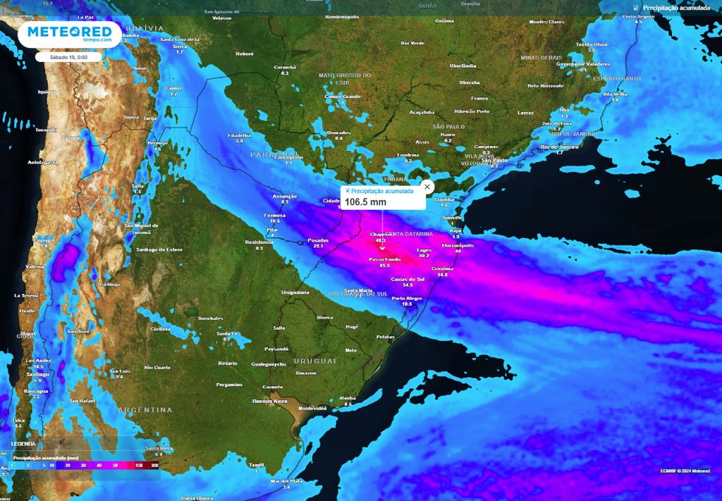 alertas de chuvas intensas na Região Sul