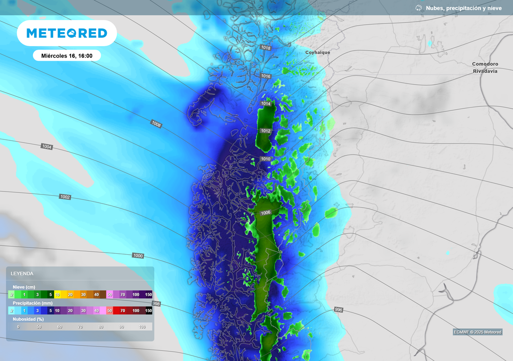 mapa de lluvia y nieve.