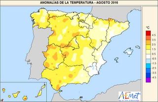 Agosto 2016, muy cálido y muy seco en conjunto según AEMET
