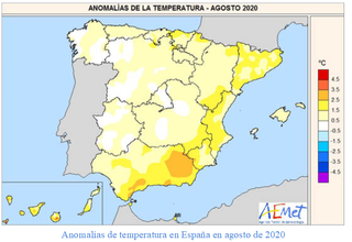Agosto 2020: noveno más cálido en España en el siglo XXI, según AEMET