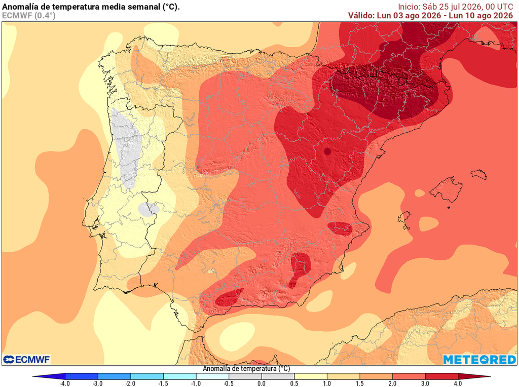 Agosto comenzará con temperaturas anormalmente cálidas para la época en gran parte del país, sobre todo en el este y noreste.