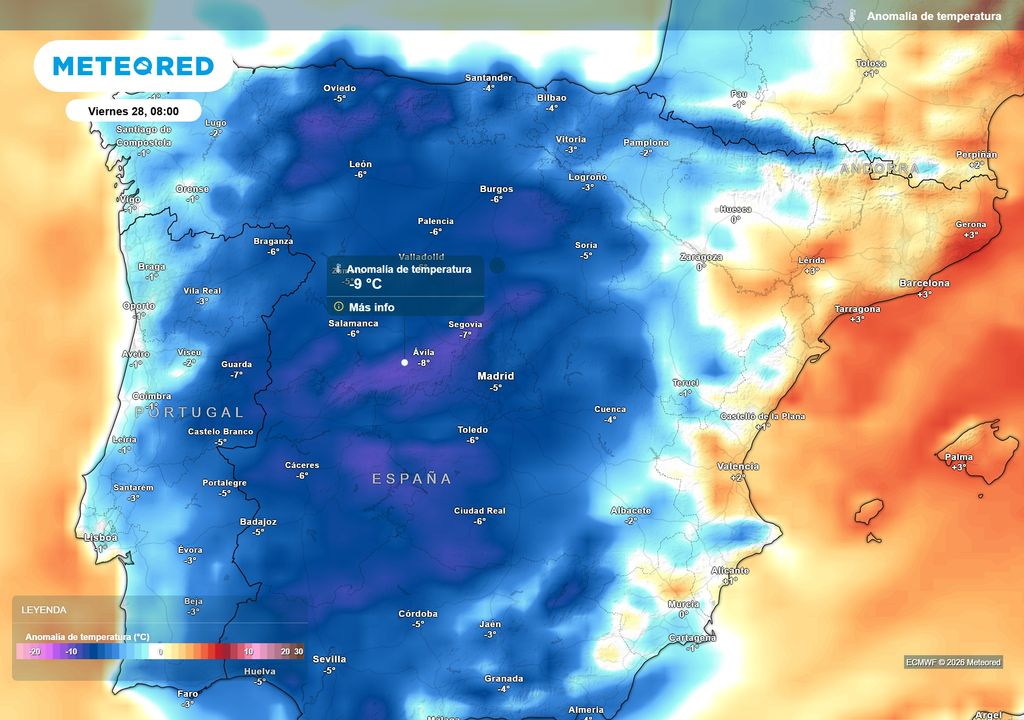 Las temperaturas estarán hasta 10 ºC por debajo de la media habitual de la época.