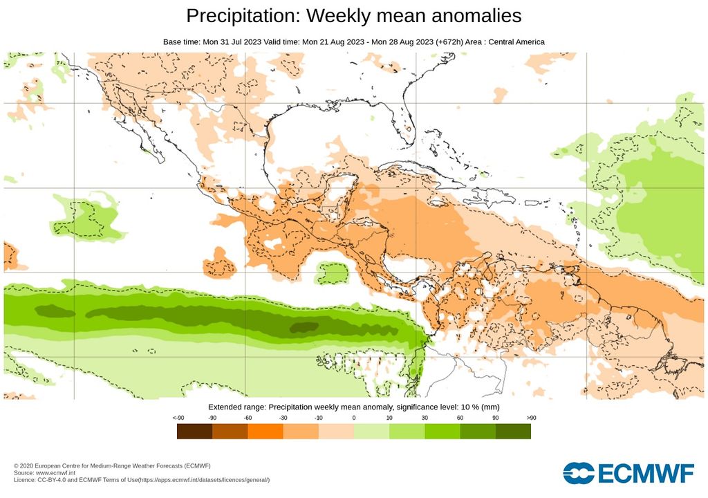 Modelo ECMWF - Anomalía de precipitación