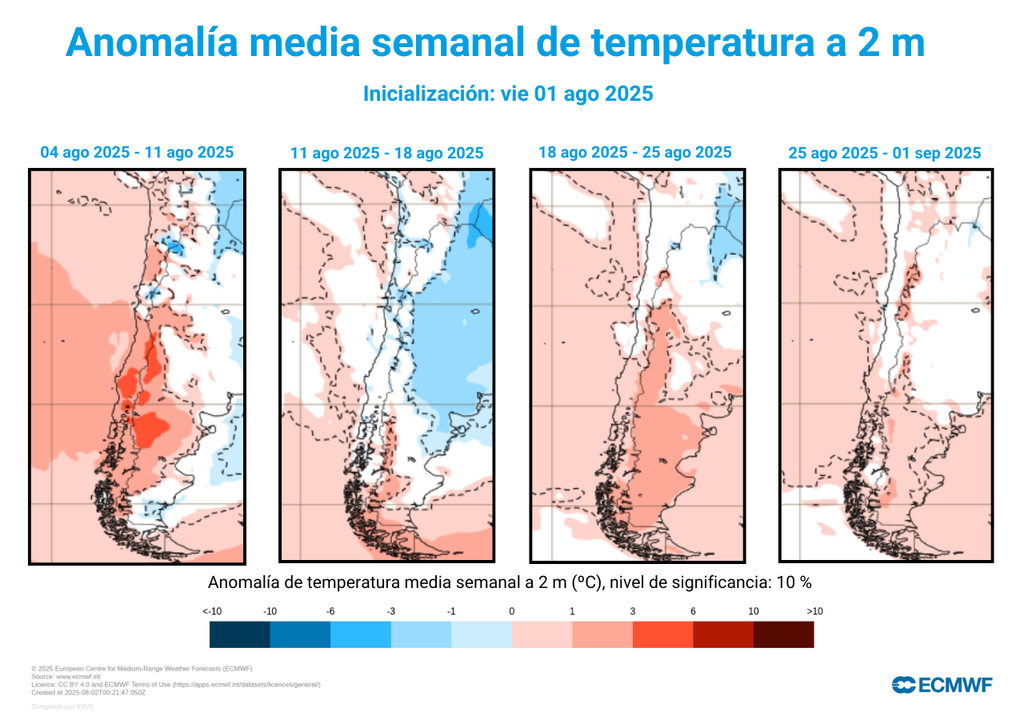 anomalía de temperatura prevista para agosto