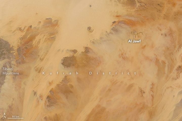 MODIS Terra satellite May 26, 2022 image of Kufrah district. POT