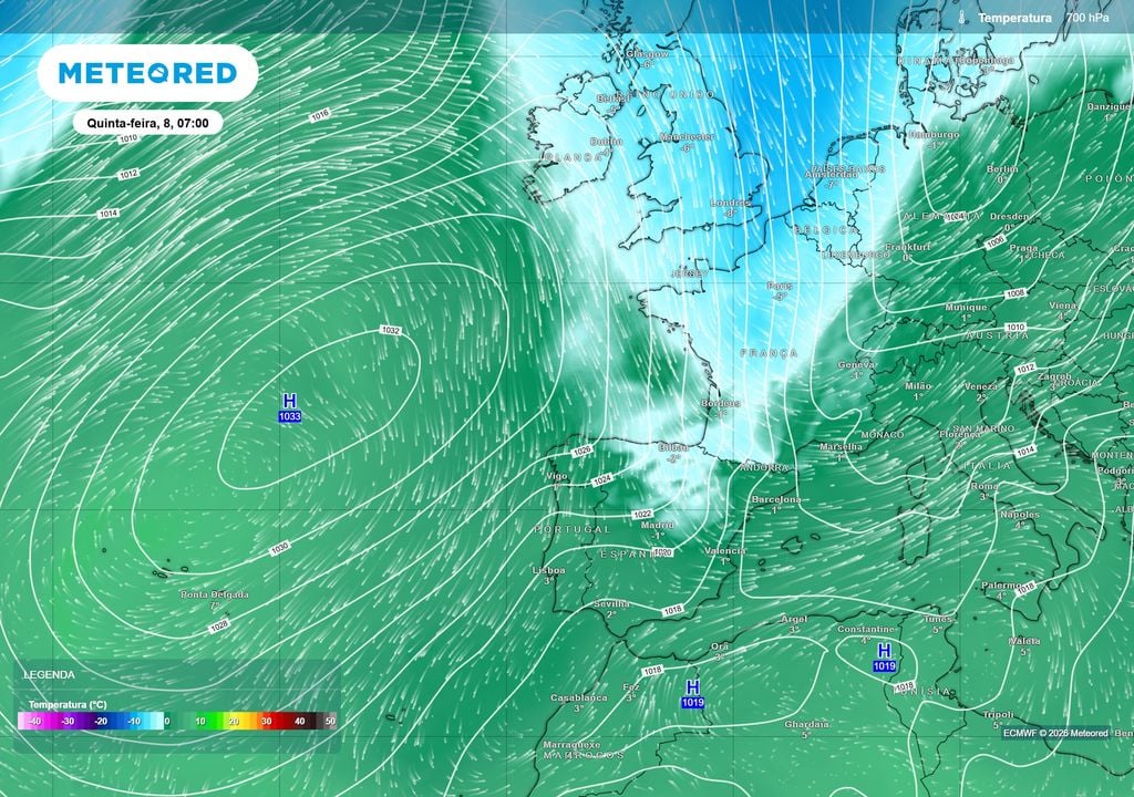 O ar polar praticamente só passará de raspão em Portugal continental. Porém, a sua aproximação, em conjugação com as altas pressões, será o suficiente para causar uma descida das temperaturas no nosso país, especialmente no interior Norte e Centro.