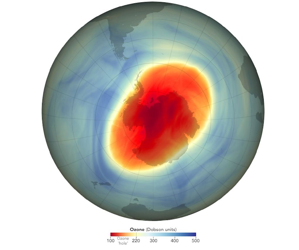 Agujero Ozono, Polo Sur, NASA, 5 octubre 2022
