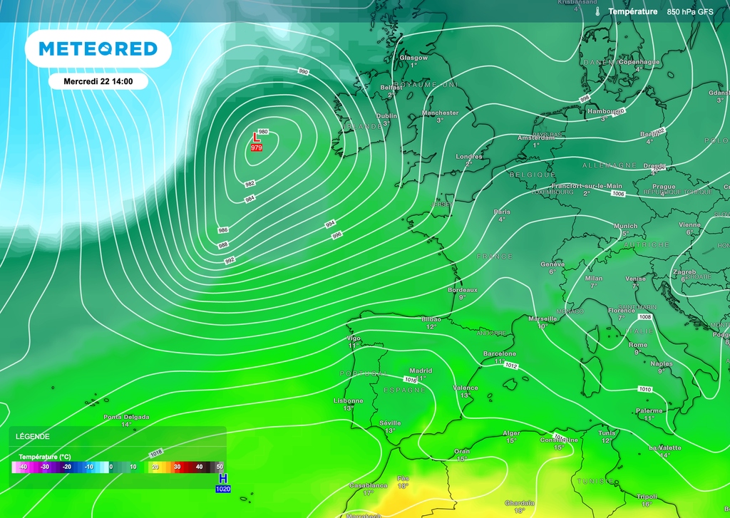 Le modèle américain GFS opte aussi pour un air doux avant... de l'air bien plus frais. Le modèle américain GFS opte aussi pour un air doux avant... de l'air bien plus frais.