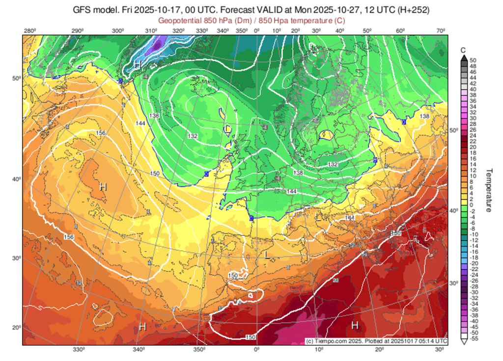 Le modèle américain GFS opte pour un air bien frais d'ici la fin octobre. Le modèle américain GFS opte pour un air bien frais d'ici la fin octobre.