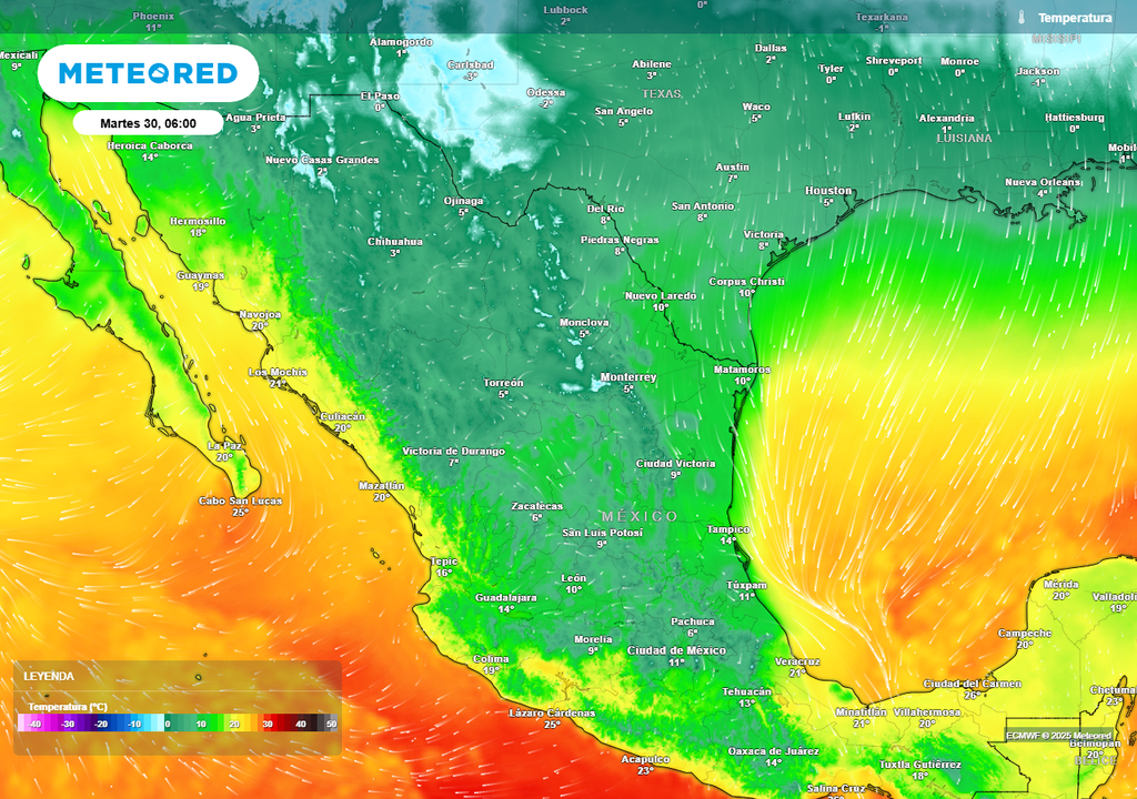 Pronóstico de temperaturas en grados Celsius