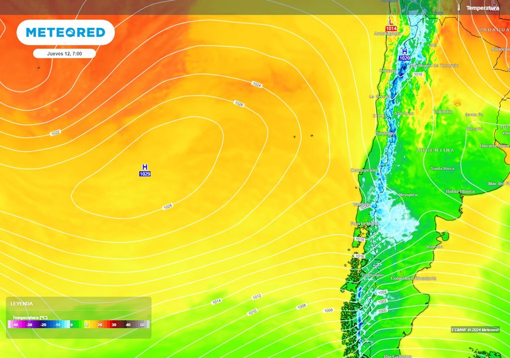 gran alta presión y mapa de temperaturas previstas