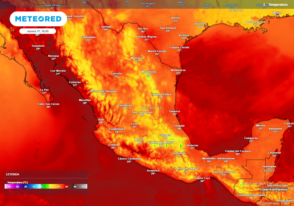 Pronóstico de temperatura en grados Celsius