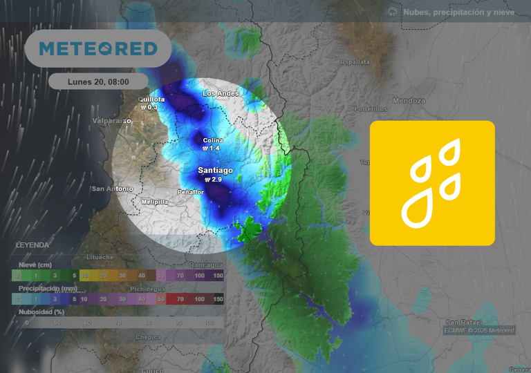 "La nueva semana empieza con lluvia en Santiago": modelos confirman precipitaciones y brusca ca&iacute;da de temperaturas