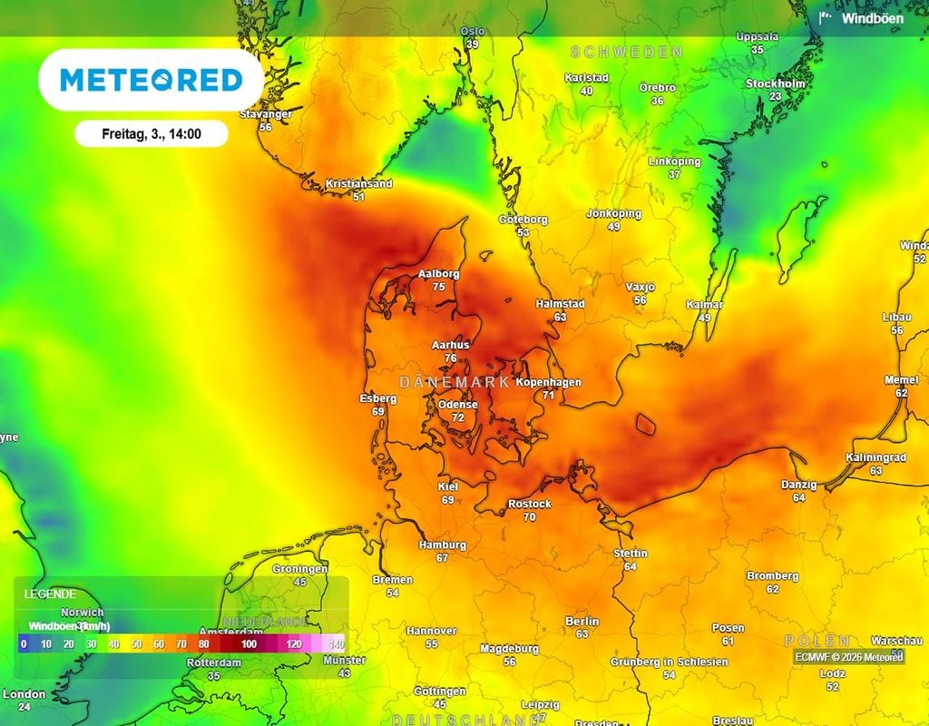 wind, sturm, ostsee Sturm an der Ostsee: Hohe Wellen und Böen um 70 bis 80 km/h werden erwartet, lokal noch mehr.